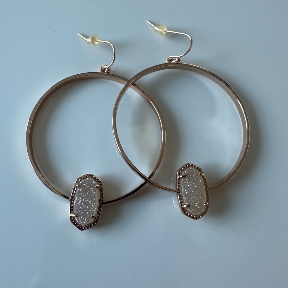 Kendra Scott Elora Hoop Rose Gold with White Druzy